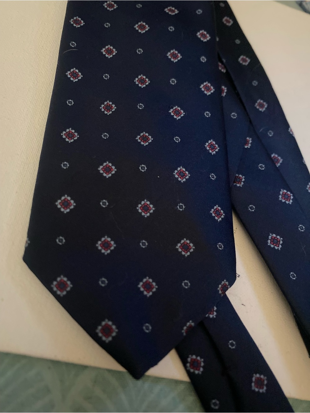 Men's Navy Geometric Medallion Tie - Formal Accessory